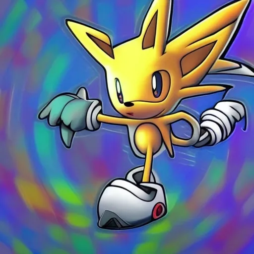 Prompt: Sonic Pokémon artstation Camera Art detail (Pokemon) style