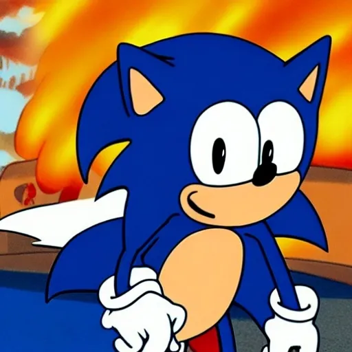 Prompt: sonic family guy from Peter griffin flamethrower, fomenting Nowhere  down on is in a by characters guys in art