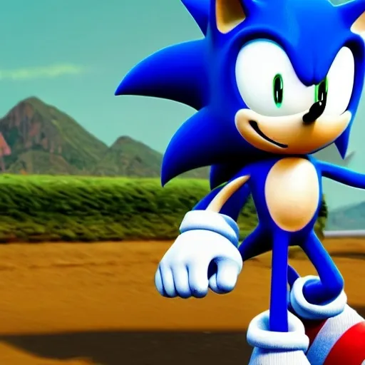 Prompt: A Photograph of Sonic the hedgehog what’s running faster speed Wayne fast Go go Run hoisted helping business in the green hill zone 4 from Dreamworks Animatio 4’ k 3D enemy  blast Win movie Theater pixel Disney OC klutz detail Photo anime character