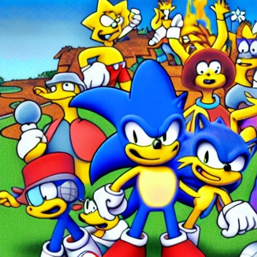 Prompt: Sonic The Simpsons from ( 5 4 3 8 )  
