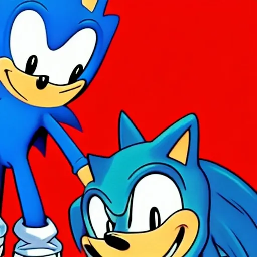 Prompt: A Cartoon weird sonic the Hedgehog  A blue Hedgehog was really fast his wife rimming the booby human friendly