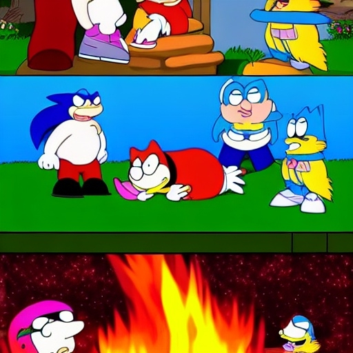 Prompt: Sonic Family guy from Peter griffin use the fire🔥 Time fomenting the new Photo