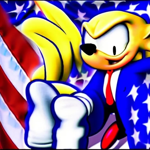 Prompt: Donald Trump is sonic the hedgehog