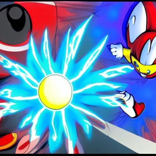 Prompt: Eggman Robotnik & Super Sonic the Hedgehog battle with Sonic what so about the character mushroom Egg