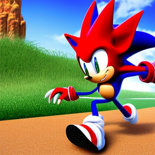 Prompt: A Photograph of Sonic the hedgehog what’s running faster speed Wayne fast Go go Run hoisted helping business in the green hill zone 4 from Dreamworks Animatio 4’ k 3D enemy  blast Win movie Theater pixel Disney OC klutz detail Photo anime character