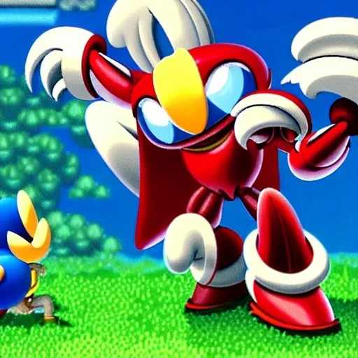 Prompt: Eggman Robotnik & Super Sonic the Hedgehog battle with Sonic what so about the character mushroom Egg