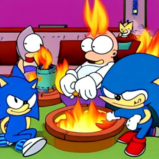 Prompt: Sonic Family guy from Peter griffin use the fire🔥 Time fomenting the new Photo