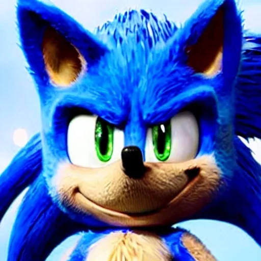 Prompt:  sonic the hedgehog of hyperdetailed, 4, k details Realistic rendition (hyperdetailed sonic the hedgehog), realistic rendering, photorealistic quality, 4K resolution, dynamic pose, vivid colors, expressive character design, lush background with detailed foliage, bright blue hues, energetic and adventurous ambiance, intricate textures that showcase the fur and environment, engaging and eye-catching composition, cinematic lighting effects, high-quality visual storytelling.