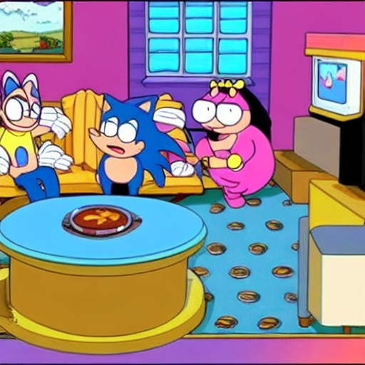 Prompt: Sonic Family guy from Peter griffin Nowhere 4 down OC from friends with free house photograph