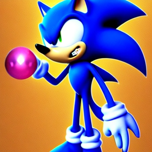 Prompt: Sonic is blowing bubbles