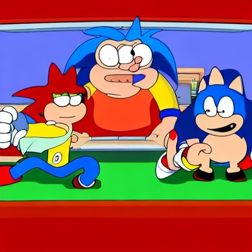 Prompt: Sonic Family guy from Peter griffin Nowhere 4 down OC from friends with free house photograph