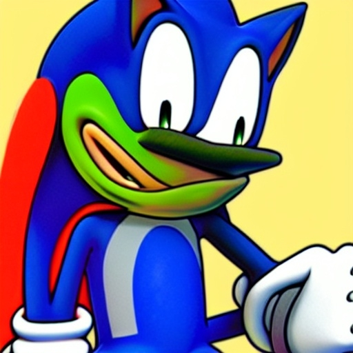 Prompt: pepe is sonic the hedgehog