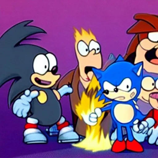 Prompt: Sonic Family guy from Peter griffin use the fire🔥 Time fomenting the new Photo