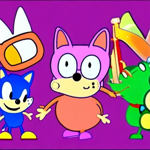 Prompt: Sonic the hedgehog in Peppa Pig, in a cartoon network of stillframe in 2d,