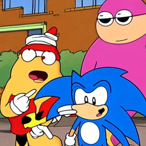 Prompt: Sonic Family guy from Peter griffin Nowhere 4 down OC from friends with free house photograph