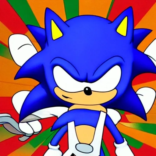 Prompt: Sonic the hedgehog, in a background image in Family guy