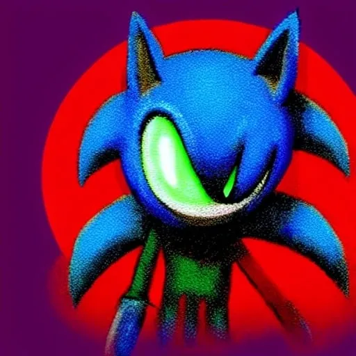 Prompt: sonic.exe horror Creepypasta digital art "weird sonic egh deviantart" MS paint artterrible dr eggman  mma illustration,3 ,D 4 , K  painting, drawing, art, green Rogh creepy found  sketch art detail 6 , 4 4 , K photograph total mouth eyeball eyeball flashing light fire head screaming light