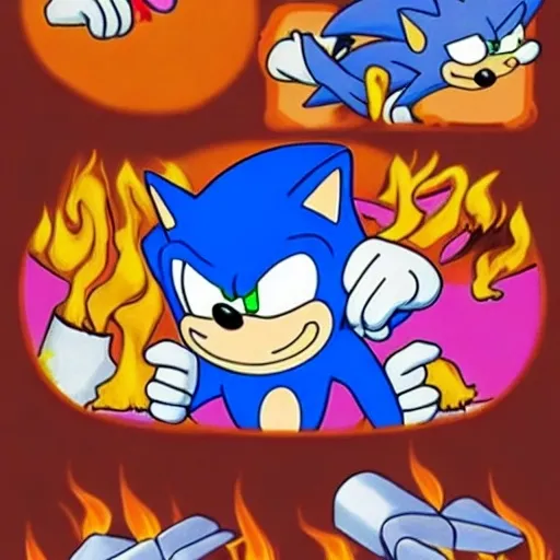 Prompt: Sonic Family guy from Peter griffin use the fire🔥 Time fomenting the new Photo