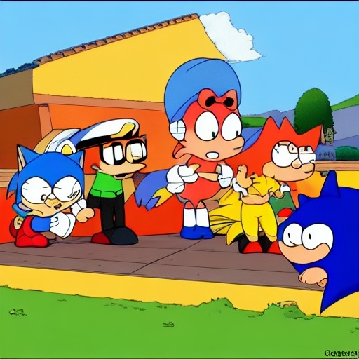 Prompt: Sonic Family guy from Peter griffin Nowhere 4 down OC from friends with free house photograph