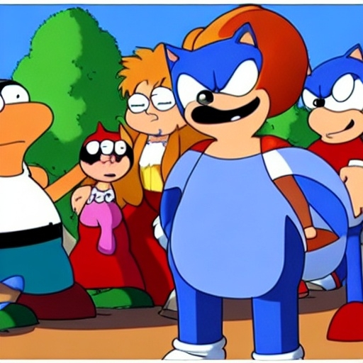 Prompt: Sonic Family guy from Peter griffin use the fire🔥 Time fomenting the new Photo