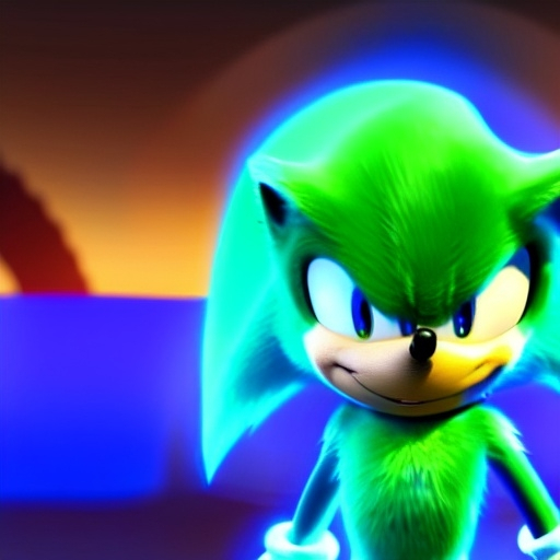 Prompt: Sonic the Hedgehog in a Disney Pixar animated movie, Dreamworks, backlit rim light, fill light, blue fur, stylized, green hill zone made by Pixar, unreal engine