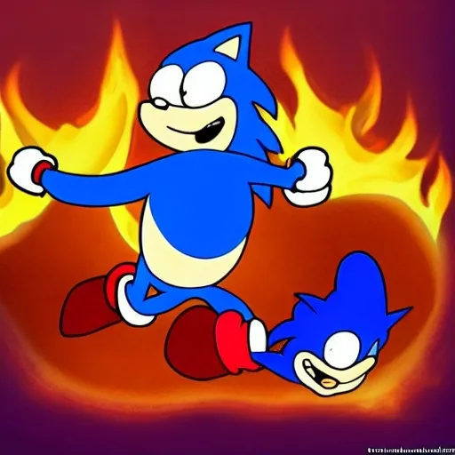 Prompt: Sonic Family guy from Peter griffin use the fire🔥 Time fomenting the new Photo