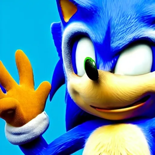 Prompt: Sonic the hedgehog, realistic, kodak photograph