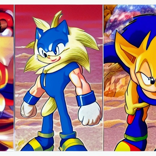 Prompt: Excite Me sonic the hedgehog and say l Character animation which dragon ball Z studio ghibli how to beat up Grease sonic on Suki Taxila Japanese anime Art detail artstation Camera look at all these details