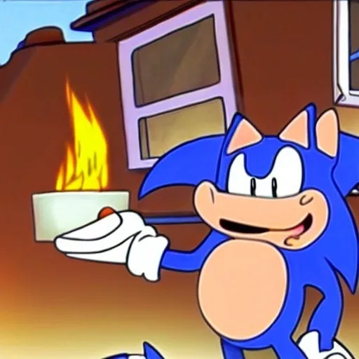 Prompt: Sonic Family guy from Peter griffin use the fire🔥 Time fomenting the new Photo