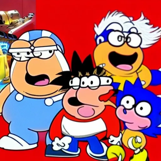 Prompt: Peter griffin Is Sonic the hedgehog from OC? Peppa Pig finn (1077s) and Sega Genesis crossover Art n detail backgrounds and video episode guy  sonic annoying is Sonic the hedgehog mouth water guys What is the Peter Sonic character guy 