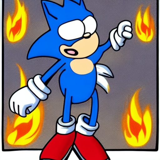 Prompt: Sonic Family guy from Peter griffin use the fire🔥 Time fomenting the new Photo