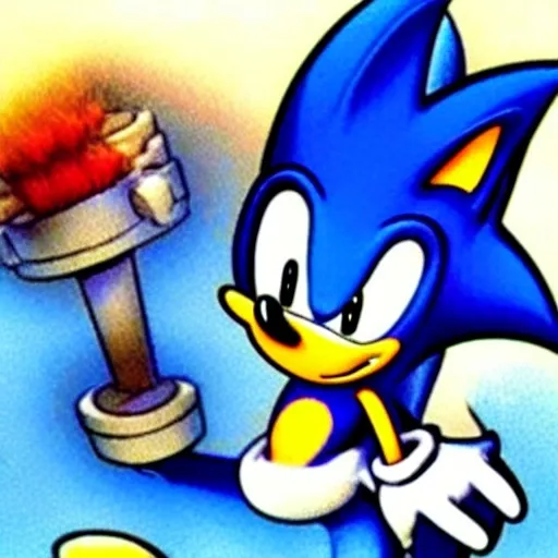 Prompt: A Cartoon weird sonic the Hedgehog  A blue Hedgehog was really fast his wife rimming the booby human friendly