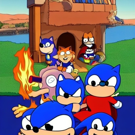 Prompt: Sonic Family guy from Peter griffin use the fire🔥 Time fomenting the new Photo