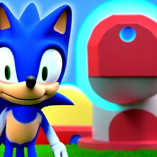 Prompt: Sonic the hedgehog in Peppa Pig Crossover video paw patrol from 3 d render, 8k, episode time new YouTube And cartoon Network render, 4, k 3, d and read by yourself Peklhenk’s & 2000 3D