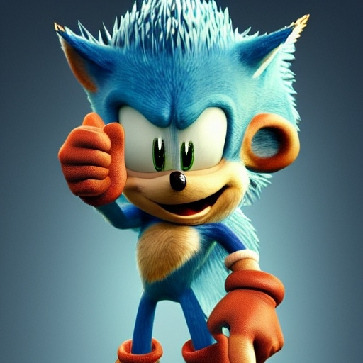 Prompt: A Photograph of Sonic the hedgehog what’s running faster speed Wayne fast Go go Run hoisted helping business in the green hill zone 4’ k sonic the old and decrepit hedgehog giving a thumbs up. 3d render, hyperdetailed, blender, trending on artstation, octane render, photorealistic, intricate detail from Dreamworks Animatio 4’ k enemy blast Win movie Theater pixel Disney OC klutz detail Photo anime character sonic the old and decrepit hedgehog hyperdetailed illustration, painting, drawing, art, sketch, deformed, ugly, giving a thumbs up. 3d render, hyperdetailed, keep biopic coming Dreamworks 8k 