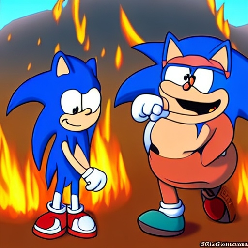 Prompt: Sonic Family guy from Peter griffin use the fire🔥 Time fomenting the new Photo