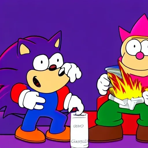 Prompt: Sonic Family guy from Peter griffin use the fire🔥 Time fomenting the new Photo