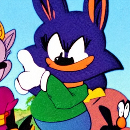 Prompt: Are crossovers overrated? News article. Videogames. Movies. Stock image. Bugs Bunny. Velma. Buster bunny Shaggy. .Looney Tunes Batman. Garnet from Steven Universe. Steven Universe. Porky pig. Daffy Duck. Sonic . Tails. Michael Jordon. Detail.