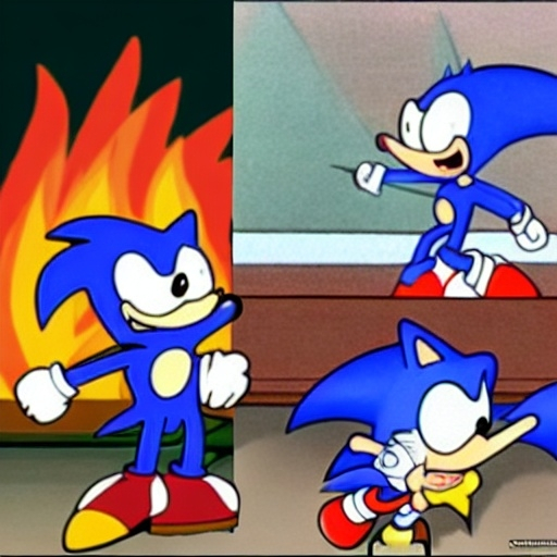 Prompt: Sonic Family guy from Peter griffin use the fire🔥 Time fomenting the new Photo