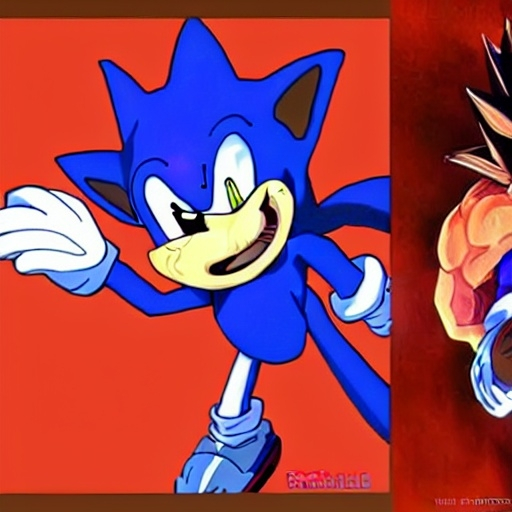 Prompt: Excite Me sonic the hedgehog and say l Character animation which dragon ball Z studio ghibli how to beat up Grease sonic on Suki Taxila Japanese anime Art detail artstation Camera look at all these details