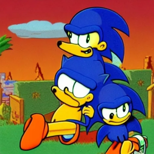 Prompt: Sonic The Simpsons from ( 5 4 3 8 )  
