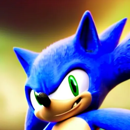 Prompt:  sonic the hedgehog of hyperdetailed, 4, k details Realistic rendition (hyperdetailed sonic the hedgehog), realistic rendering, photorealistic quality, 4K resolution, dynamic pose, vivid colors, expressive character design, lush background with detailed foliage, bright blue hues, energetic and adventurous ambiance, intricate textures that showcase the fur and environment, engaging and eye-catching composition, cinematic lighting effects, high-quality visual storytelling.