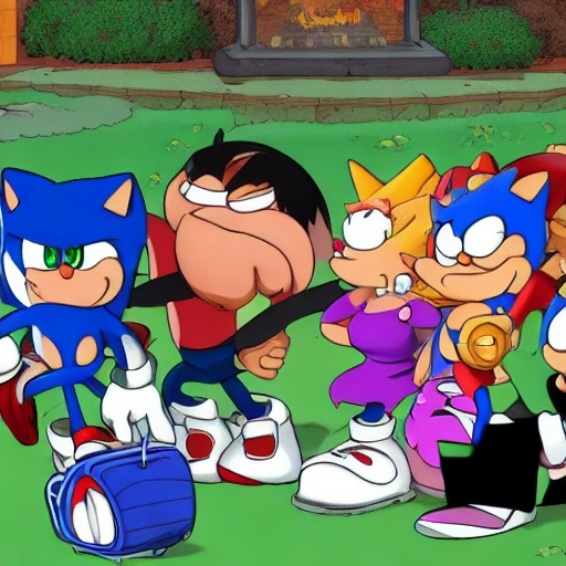 Prompt: Sonic Family guy from Peter griffin Nowhere 4 down OC from friends with free house photograph