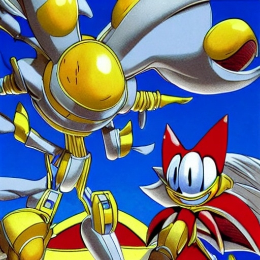 Prompt: Eggman Robotnik & Super Sonic the Hedgehog battle with Sonic what so about the character mushroom