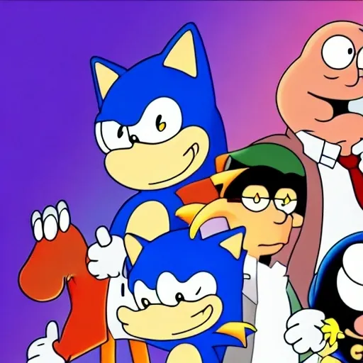 Prompt: Sonic Family guy from Peter griffin Nowhere 4 down OC from friends with free house photograph