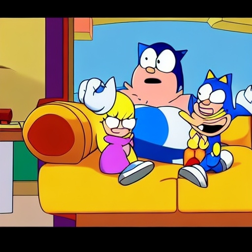 Prompt: Sonic Family guy from Peter griffin use the fire🔥 Time fomenting the new Photo