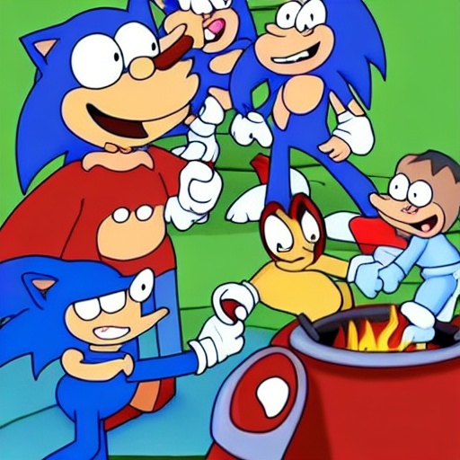 Prompt: Sonic Family guy from Peter griffin use the fire🔥 Time fomenting the new Photo