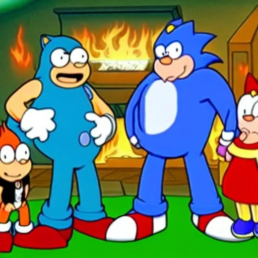 Prompt: Sonic Family guy from Peter griffin use the fire🔥 Time fomenting the new Photo