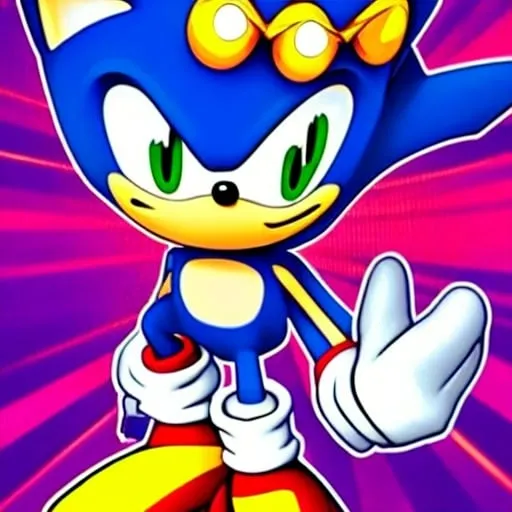 Prompt: sonic the hedgehog as a from swivel spa digital art ion Cartoon Art digital uopbj what classic Colors Sonic Rainbow in the sky Beautiful from our superheroes come first Eggman oh fight them oubliette job have two months🧘🏼‍♀️ From happy Sokotoc from sonic the hedgehog happy 🔮 