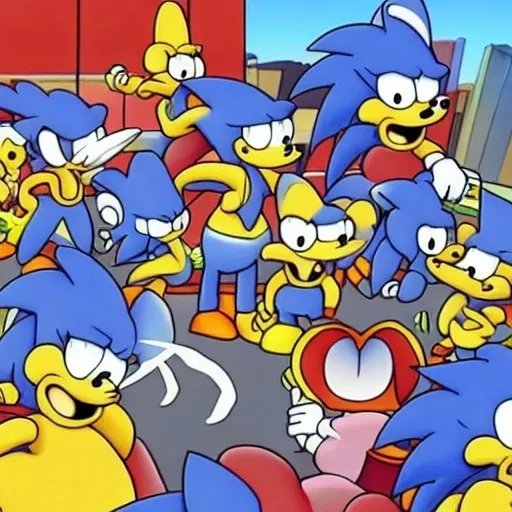 Prompt: Sonic The Simpsons from ( 5 4 3 8 )  
